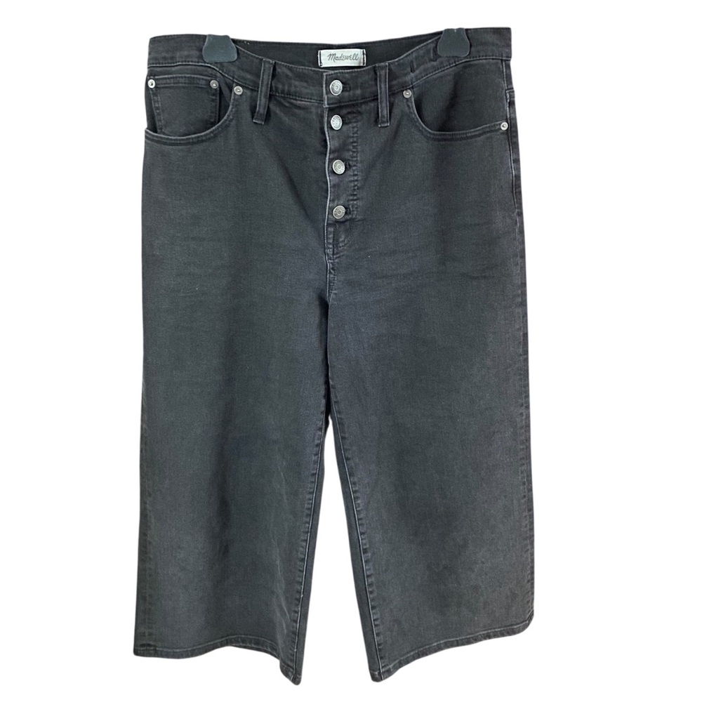 Madewell Charcoal Wide Leg Crop  Button-Fly Denim Size 32